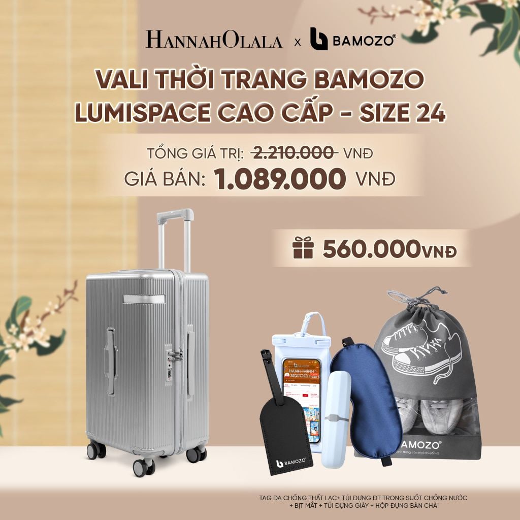 VALI BAMOZO LUMISPACE CAO CẤP (TẶNG TAG VALI DA + TÚI ĐỰNG ĐT CHỐNG NƯỚC + TÚI ĐỰNG GIÀY + HỘP ĐỰNG BÀN CHẢI + BỊT MẮT) - A2451 
