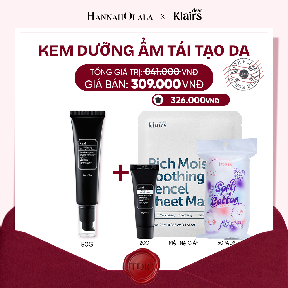  DEAR, KLAIRS KEM DƯỠNG DA MIDNIGHT BLUE CLEARING WATER CREAM 50G_M83 