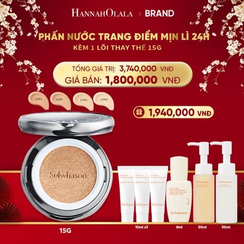  DEAL 5A: PHẤN NƯỚC TRANG ĐIỂM MỊN LÌ 24H (KÈM LÕI THAY THẾ) SULWHASOO PERFECTING CUSHION 15GX2 