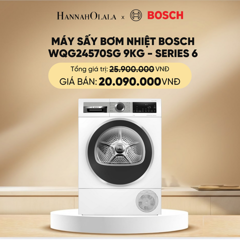  DEAL 6: MÁY SẤY BƠM NHIỆT BOSCH WQG24570SG 9KG - SERIES 6 