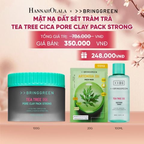  MẶT NẠ ĐẤT SÉT HỖ TRỢ CẢI THIỆN MỤN ĐẦU ĐEN TRÀM TRÀ BRING GREEN TEA TREE CICA PORE CLAY PACK STRONG 100G - A1528 
