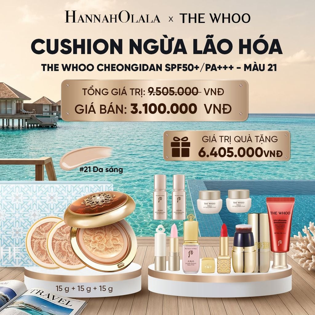  PHIÊN BẢN LỄ HỘI - CUSHION NGỪA LÃO HÓA WHOO CHEONGIDAN ESSENCE CUSHION SPF50+/PA+++ - MÀU 21_ D890 