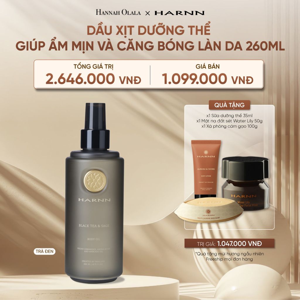  DEAL 6: DẦU XỊT DƯỠNG THỂ HARNN GIÚP ẨM MỊN VÀ CĂNG BÓNG LÀN DA 260ML 