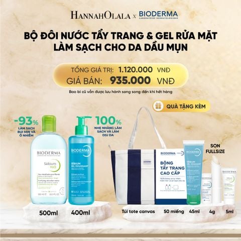  BỘ ĐÔI NƯỚC TẨY TRANG MICELLAR VÀ GEL RỬA MẶT LÀM SẠCH TOÀN DIỆN CHO DA DẦU,MỤN 