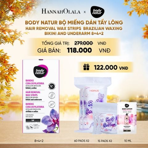  BODY NATUR BỘ MIẾNG DÁN TẨY LÔNG HAIR REMOVAL WAX STRIPS BRAZILIAN WAXING BIKINI AND UNDERARM 8+4+2 - E172 
