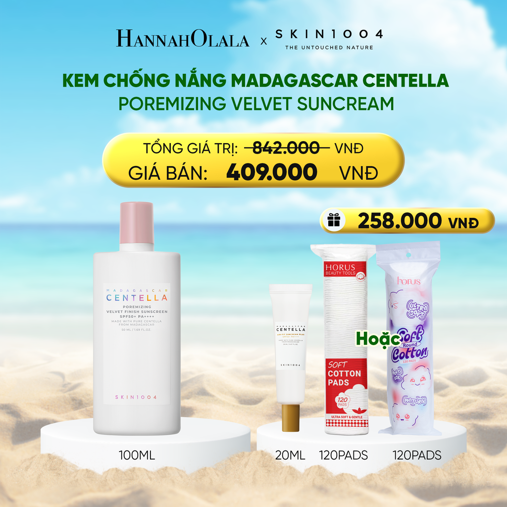  DEAL 11: NEW SKU SKIN1004 KEM CHỐNG NẮNG MADAGASCAR CENTELLA POREMIZING VELVET SUNCREAM SPF50+ PA++++ 50ML (IP04) 