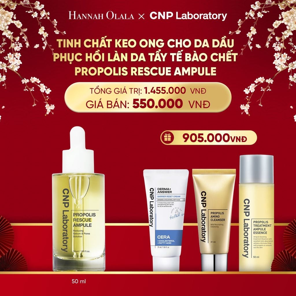  DEAL 56: TINH CHẤT KEO ONG CHO DA DẦU PHỤC HỒI LÀN DA TẨY TẾ BÀO CHẾT CNP PROPOLIS RESCUE AMPULE 50ML 