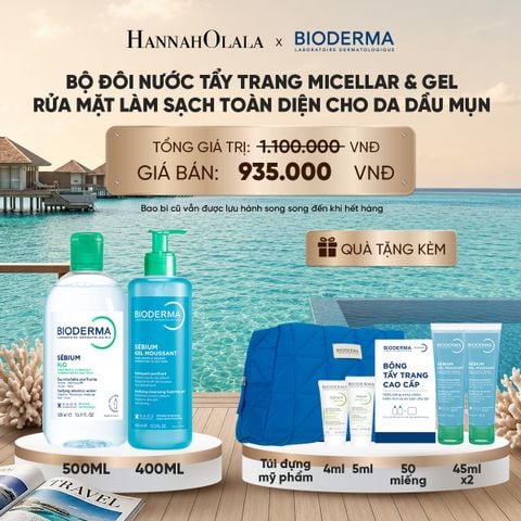  BỘ ĐÔI NƯỚC TẨY TRANG MICELLAR VÀ GEL RỬA MẶT LÀM SẠCH TOÀN DIỆN CHO DA DẦU,MỤN_ D1800 