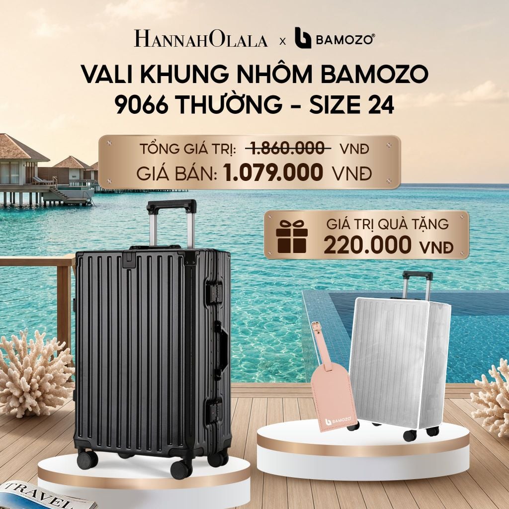  VALI BAMOZO KHUNG NHÔM 9066 BẢN THƯỜNG (TẶNG BỌC VALI TRONG SUỐT + TAG HÀNH LÝ DA)_ D556 