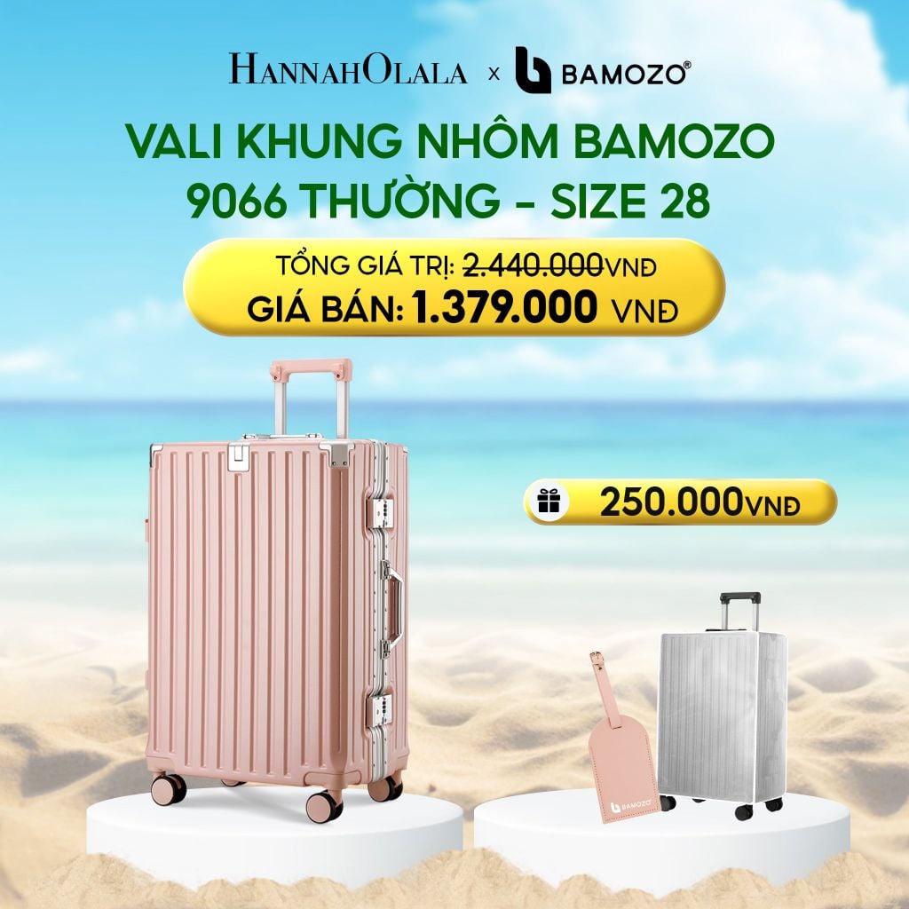  DEAL 3: VALI BAMOZO KHUNG NHÔM 9066 BẢN THƯỜNG (TẶNG BỌC VALI TRONG SUỐT + TAG HÀNH LÝ DA) 