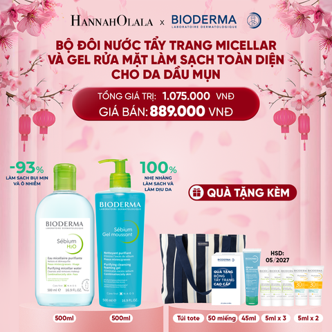  DEAL 6: BỘ ĐÔI NƯỚC TẨY TRANG MICELLAR VÀ GEL RỬA MẶT LÀM SẠCH TOÀN DIỆN CHO DA DẦUMỤN 