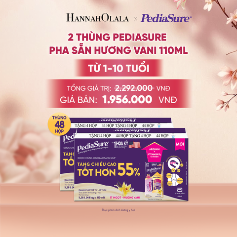  2 THÙNG PEDIASURE PHA SẴN HƯƠNG VANI 110ML (DÙNG CHO BÉ 1-10 TUỔI) DEAL 6: - A803 
