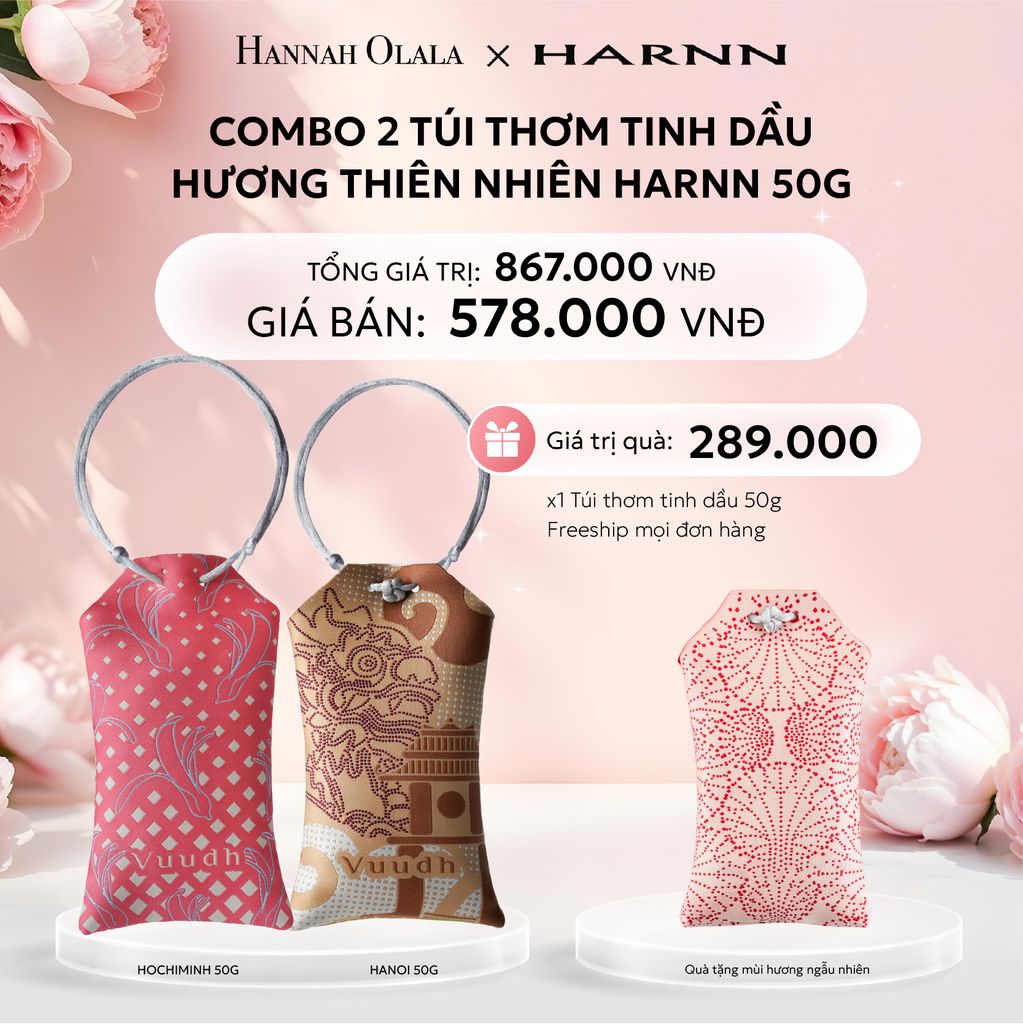  E1018: DEAL 6: COMBO 2 TÚI THƠM TINH DẦU HƯƠNG THIÊN NHIÊN HARNN 50G 