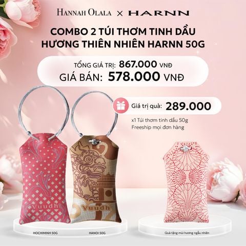  E1018: DEAL 6: COMBO 2 TÚI THƠM TINH DẦU HƯƠNG THIÊN NHIÊN HARNN 50G 