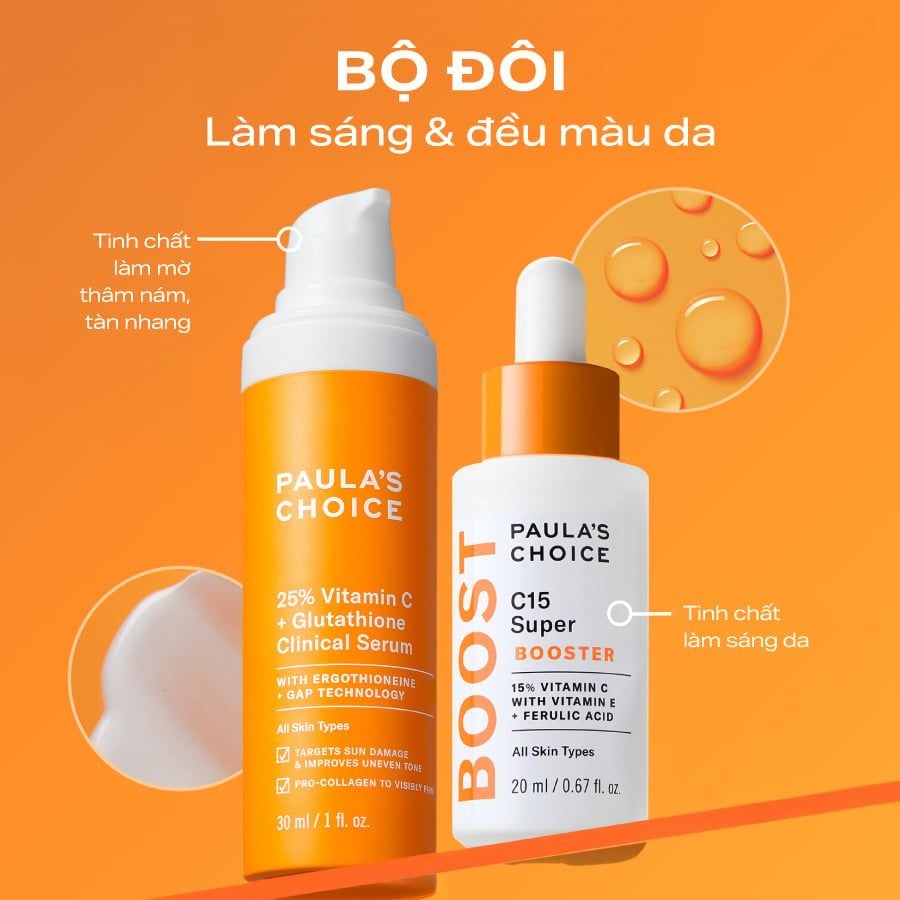  DEAL 6: TINH CHẤT LÀM SÁNG DA VÀ MỜ NÁM CHUYÊN SÂU VỚI 25% VITAMIN C + GLUTATHIONE CLINICAL SERUM 30ML 