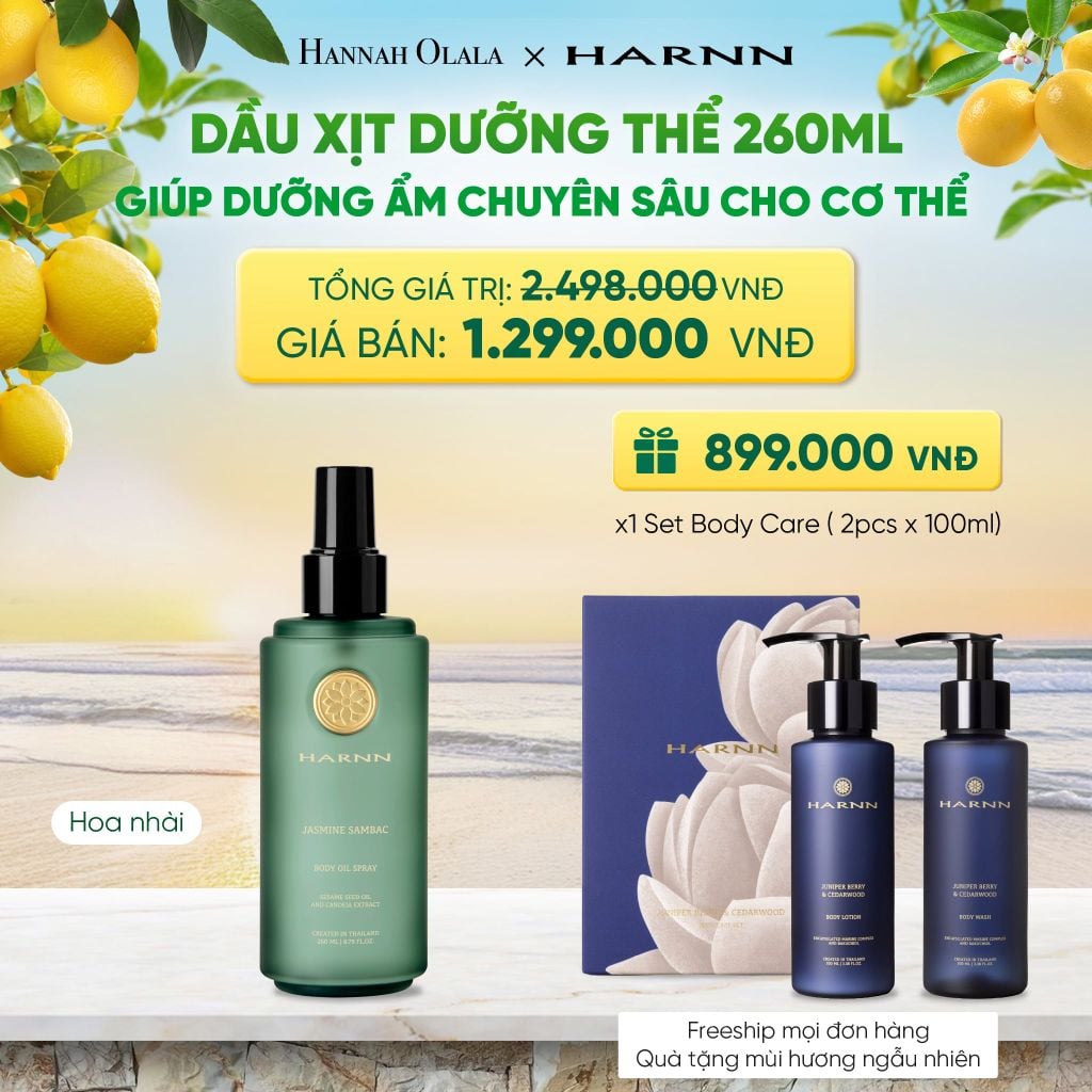  DẦU XỊT DƯỠNG THỂ BODY OIL SPRAY HARNN 260ML HƯƠNG THIÊN NHIÊN - GIÚP DƯỠNG ẨM CHUYÊN SÂU CHO CƠ THỂ 