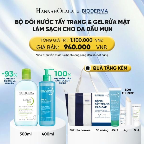  BỘ ĐÔI NƯỚC TẨY TRANG MICELLAR VÀ GEL RỬA MẶT LÀM SẠCH TOÀN DIỆN CHO DA DẦU,MỤN 