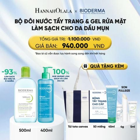  BỘ ĐÔI NƯỚC TẨY TRANG MICELLAR VÀ GEL RỬA MẶT LÀM SẠCH TOÀN DIỆN CHO DA DẦU,MỤN 