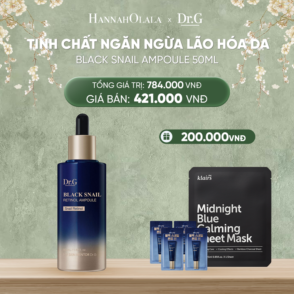  DEAL 6: TINH CHẤT NGĂN NGỪA LÃO HÓA DA DR.G BLACK SNAIL AMPOULE 50ML 