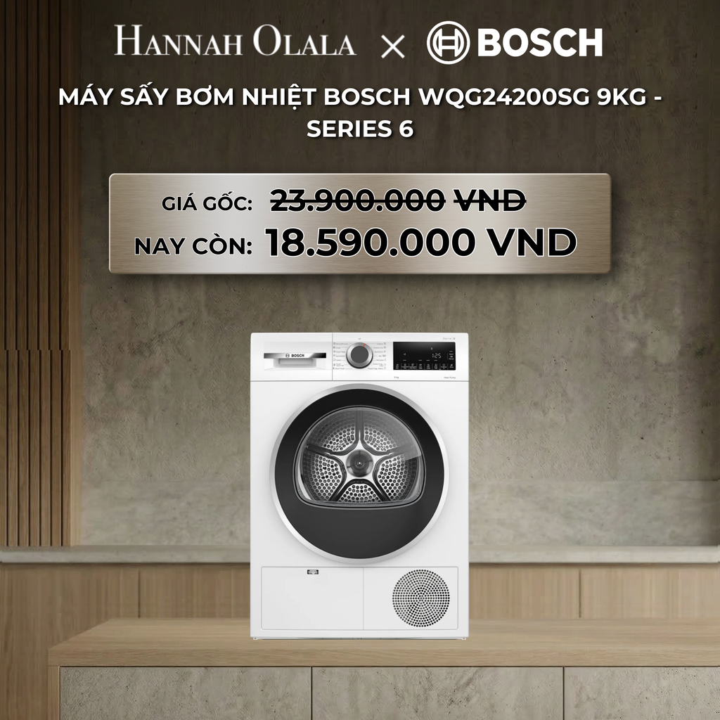  DEAL 6: MÁY SẤY BƠM NHIỆT BOSCH WQG24200SG 9KG - SERIES 6 