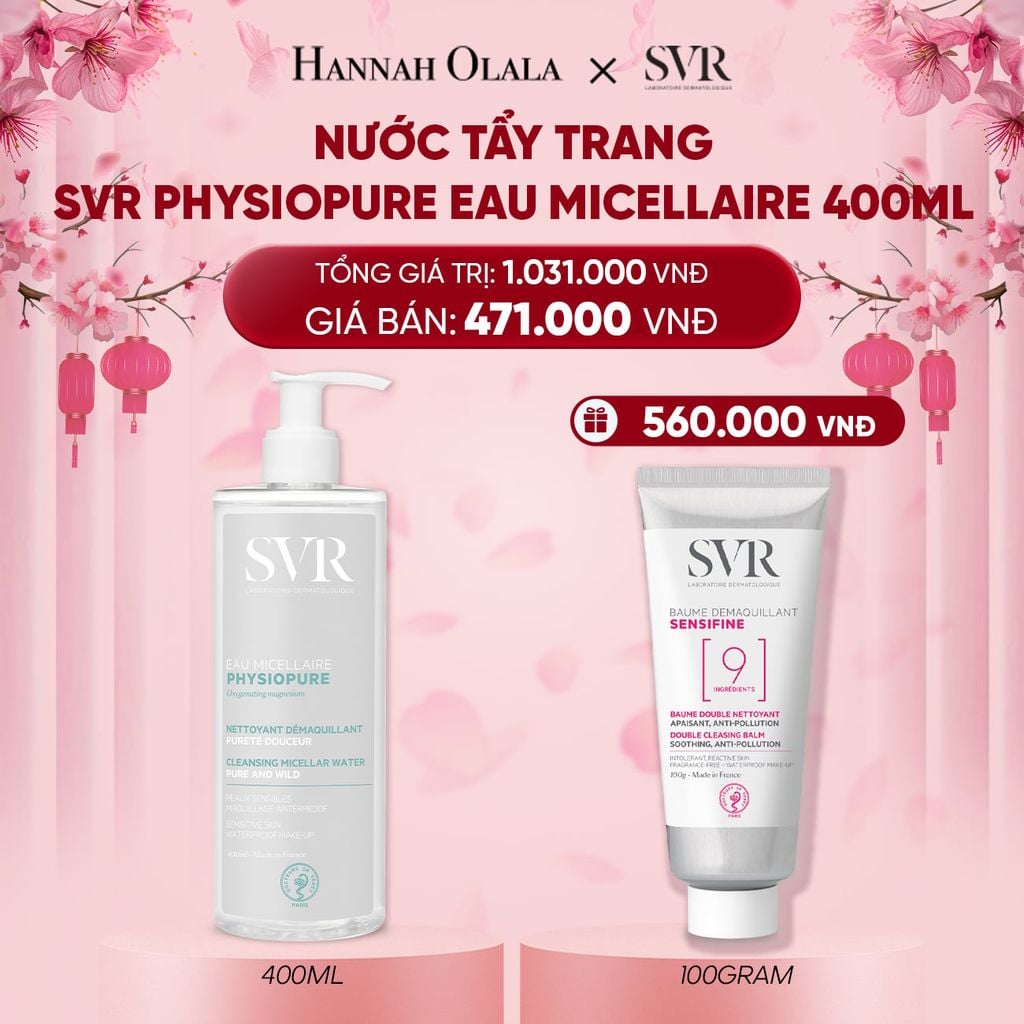 DEAL 06: NƯỚC TẨY TRANG CHO DA NHẠY CẢM SVR PHYSIOPURE EAU MICELLAIRE 400ML 