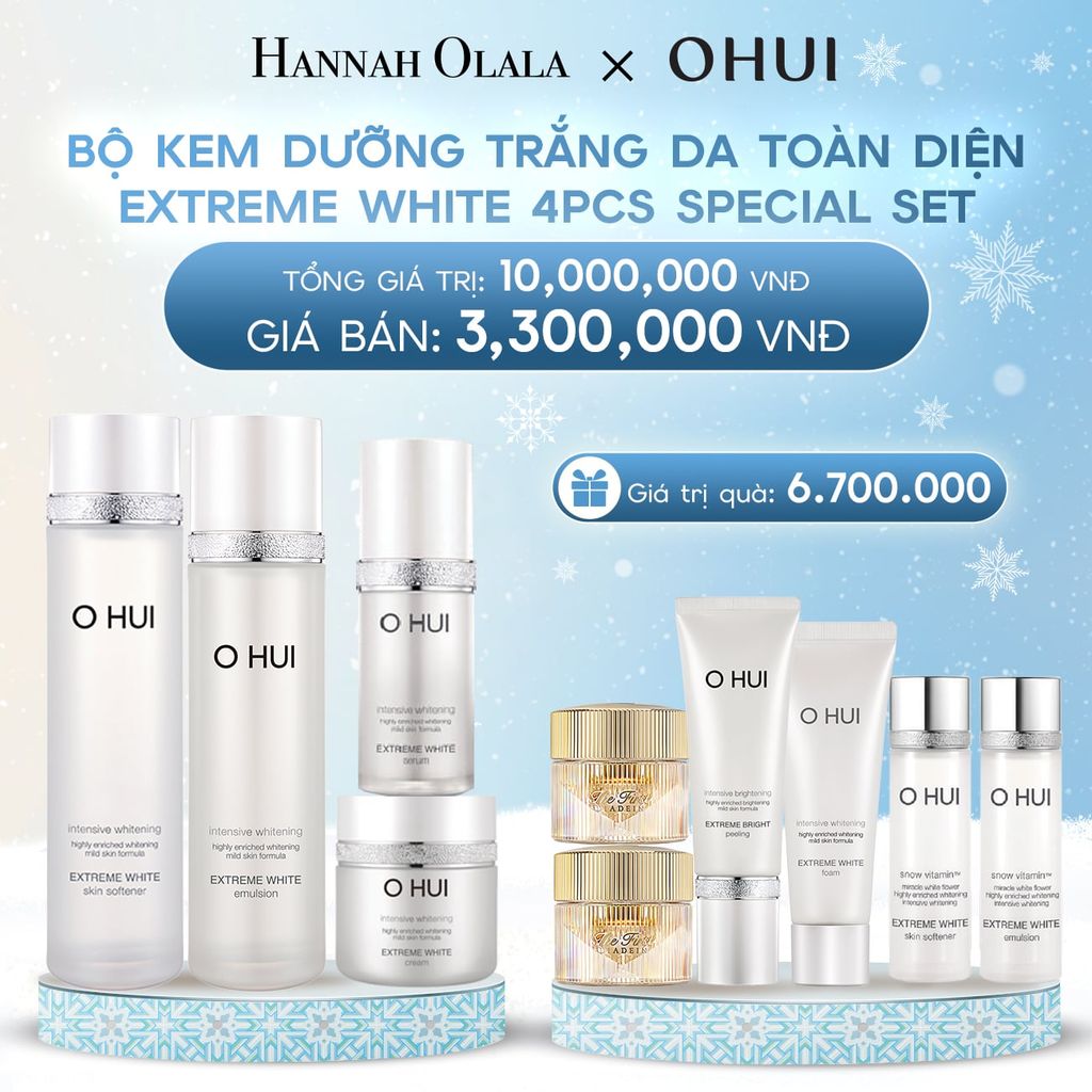  DEAL 6: BỘ KEM DƯỠNG TRẮNG DA TOÀN DIỆN OHUI EXTREME WHITE 4PCS SPECIAL SET 
