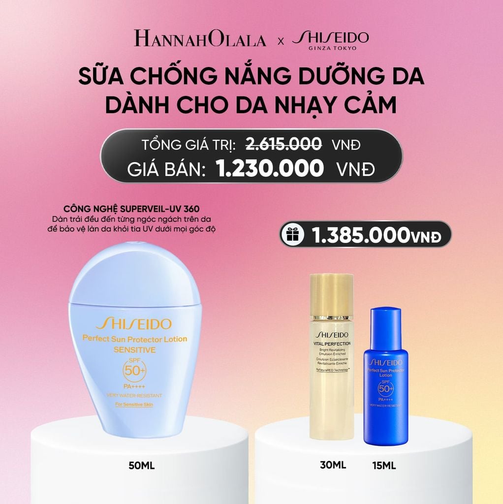  SỮA CHỐNG NẮNG CHO DA NHẠY CẢM SHISEIDO GSC PERFECT SUN PROTECTOR LOTION SENSITIVE SPF50+ 50ML - DEAL 5 