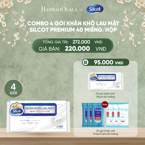  DEAL 6: COMBO 4 GÓI KHĂN KHÔ LAU MẶT SILCOT PREMIUM 40 MIẾNG/HỘP 