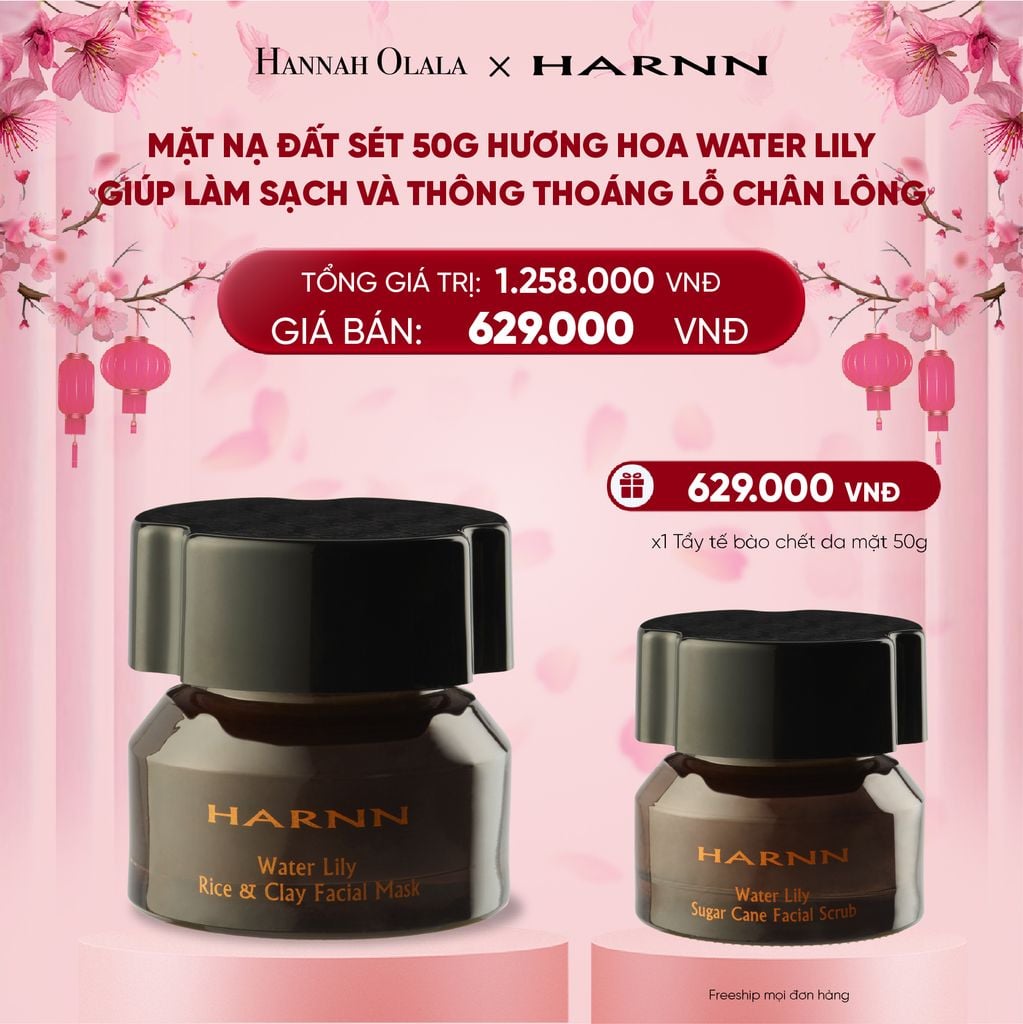  DEAL 6. MẶT NẠ ĐẤT SÉT HARNN 50G HƯƠNG HOA WATER LILY - GIÚP LÀM SẠCH VÀ THÔNG THOÁNG LỖ CHÂN LÔNG 