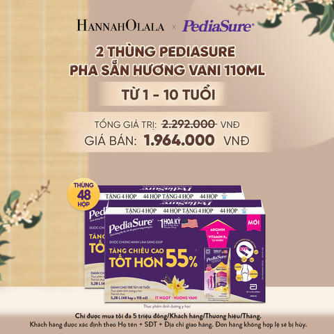  2 THÙNG PEDIASURE PHA SẴN HƯƠNG VANI 110ML (DÙNG CHO BÉ 1-10 TUỔI) - A871 