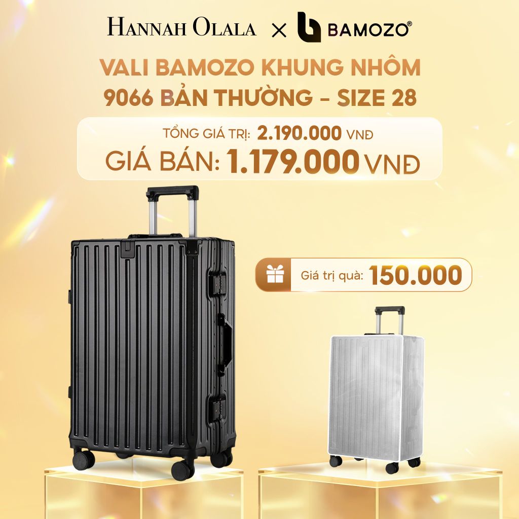  C248_DEAL 2: VALI BAMOZO KHUNG NHÔM 9066 BẢN THƯỜNG (TẶNG BỌC VALI TRONG SUỐT) 