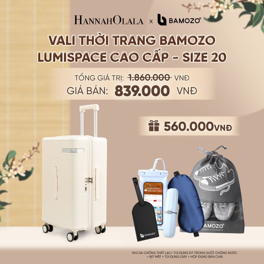  VALI BAMOZO LUMISPACE CAO CẤP (TẶNG TAG VALI DA + TÚI ĐỰNG ĐT CHỐNG NƯỚC + TÚI ĐỰNG GIÀY + HỘP ĐỰNG BÀN CHẢI + BỊT MẮT) - A2451 