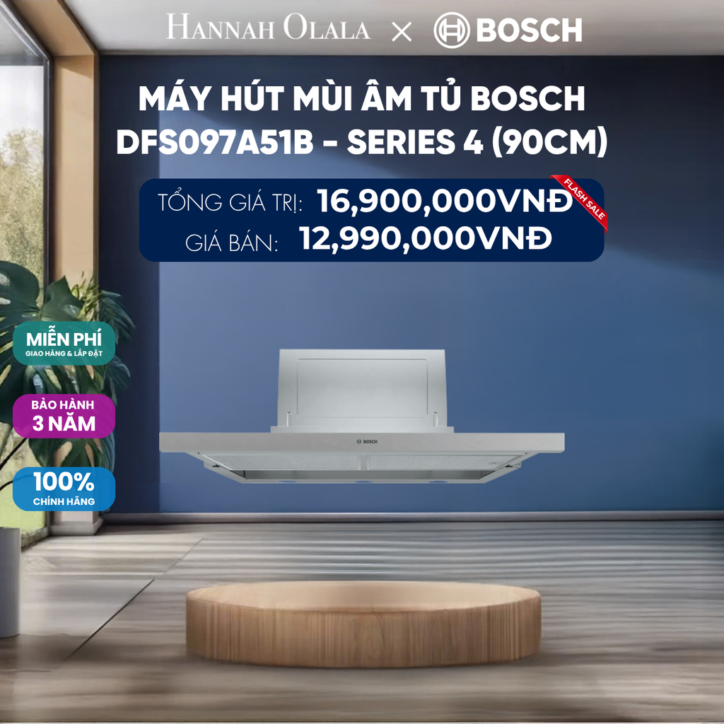  MÁY HÚT MÙI ÂM TỦ BOSCH DFS097A51B - SERIES 4 (90CM) - DEAL 6 