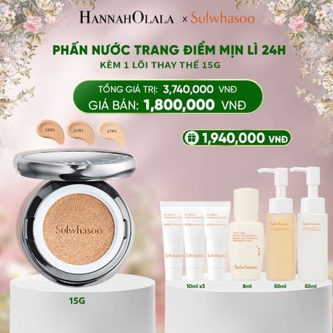 DEAL 5A: PHẤN NƯỚC TRANG ĐIỂM MỊN LÌ 24H (KÈM LÕI THAY THẾ) SULWHASOO PERFECTING CUSHION 15GX2 