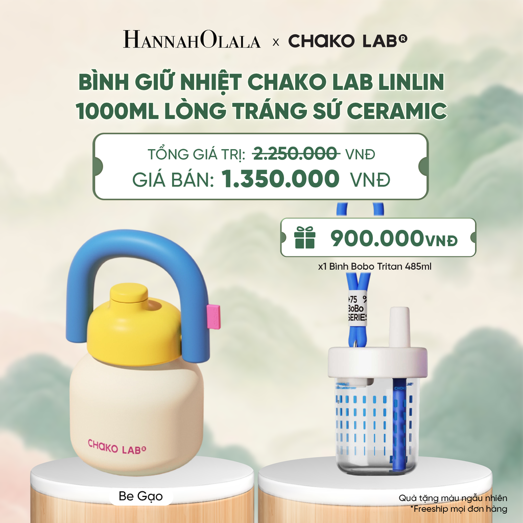  BÌNH GIỮ NHIỆT CHAKO LAB LINLIN 1000ML LÒNG TRÁNG SỨ CERAMIC - A4003 