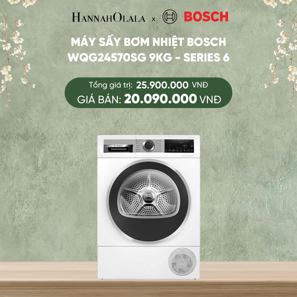  DEAL 6: MÁY SẤY BƠM NHIỆT BOSCH WQG24570SG 9KG - SERIES 6 