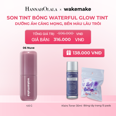  SON TINT BÓNG WAKEMAKE WATERFUL GLOW TINT DƯỠNG ẨM CĂNG MỌNG, BỀN MÀU LÂU TRÔI 