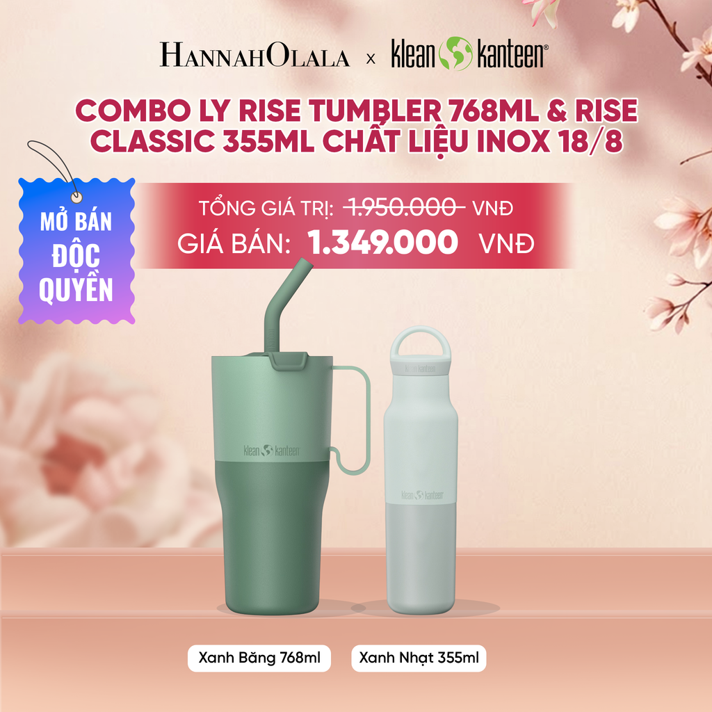  COMBO LY GIỮ NHIỆT KLEAN KANTEEN RISE TUMBLER 768ML & RISE CLASSIC 355ML CHẤT LIỆU INOX 18/8 