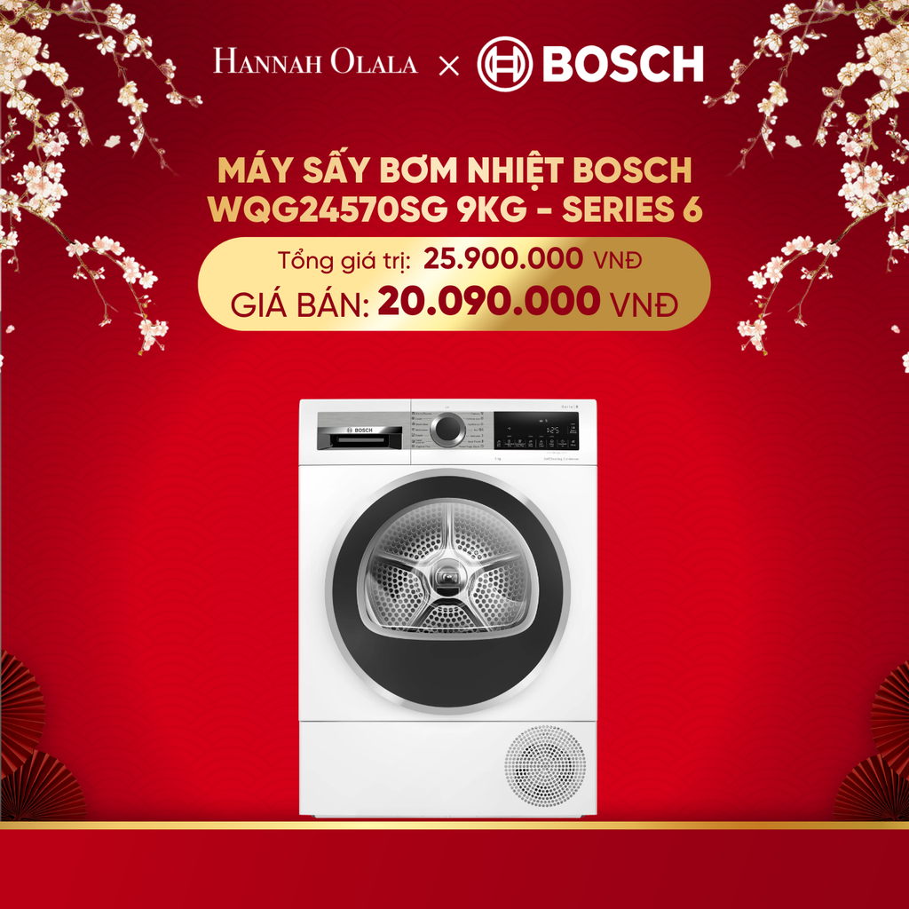  DEAL 6: MÁY SẤY BƠM NHIỆT BOSCH WQG24570SG 9KG - SERIES 6 