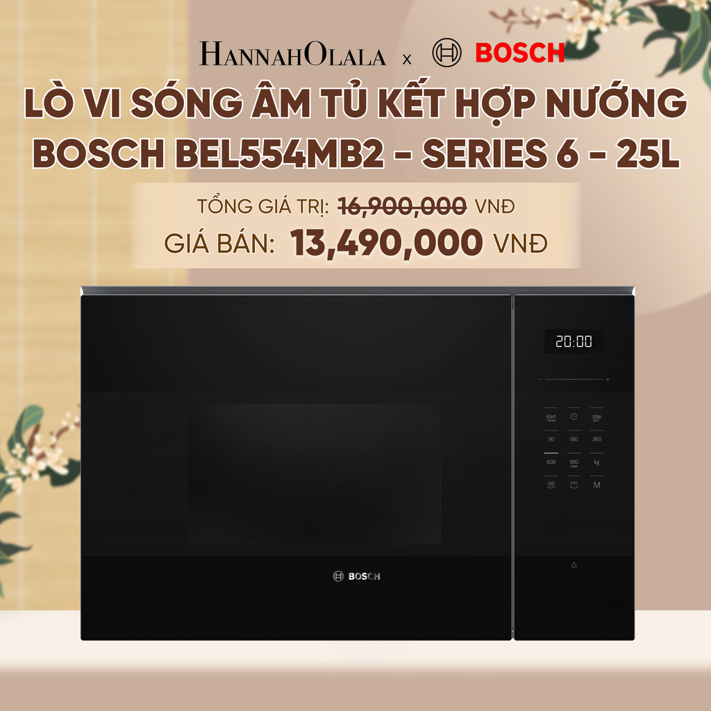  LÒ VI SÓNG ÂM TỦ KẾT HỢP NƯỚNG BOSCH BEL554MB2 - SERIES 6 - 25L - A1282 