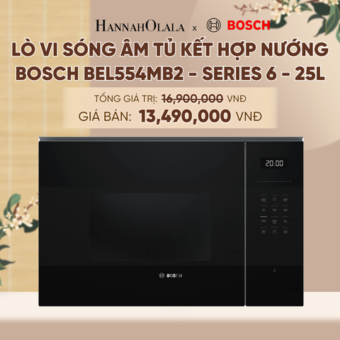  LÒ VI SÓNG ÂM TỦ KẾT HỢP NƯỚNG BOSCH BEL554MB2 - SERIES 6 - 25L - A1282 
