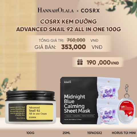  COSRX KEM DƯỠNG ADVANCED SNAIL 92 ALL IN ONE CREAM 100G - A1651 