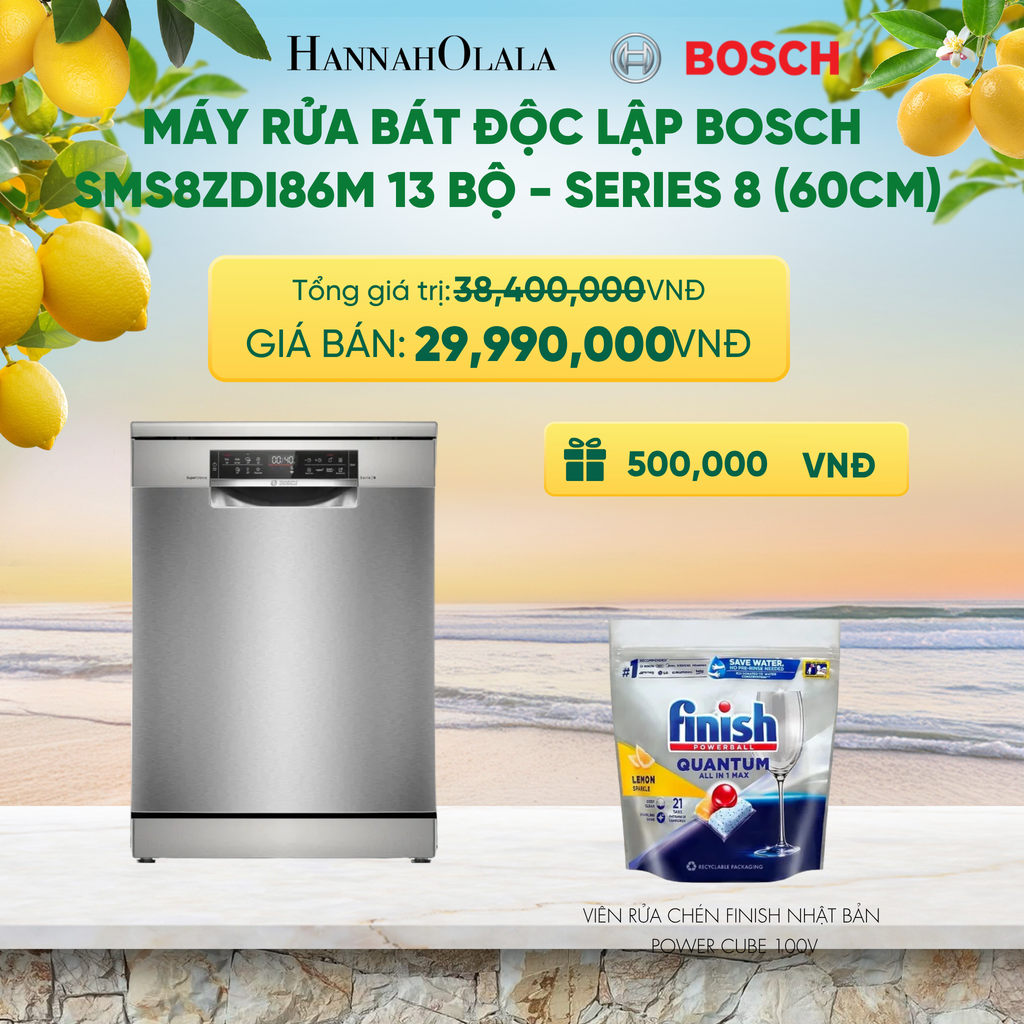  MÁY RỬA BÁT ĐỘC LẬP BOSCH SMS8ZDI86M 13 BỘ - SERIES 8 (60CM) - A2363 