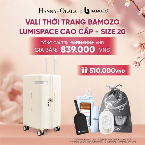 VALI BAMOZO LUMISPACE CAO CẤP (TẶNG TAG VALI DA + TÚI ĐỰNG ĐT CHỐNG NƯỚC + TÚI ĐỰNG CÁP SẠC + TÚI ĐỰNG GIÀY + HỘP ĐỰNG BÀN CHẢI) - A1574 