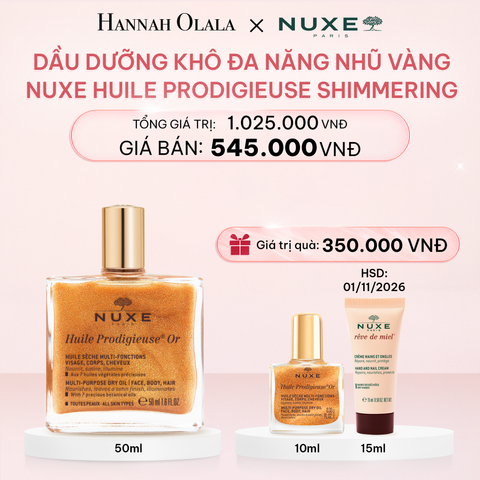  E923_DEAL 4: DẦU DƯỠNG KHÔ ĐA NĂNG ÁNH NHŨ NUXE HUILE PRODIGIEUSE SHIMMERING DRY OIL 50ML (CHỌN HƯƠNG) 