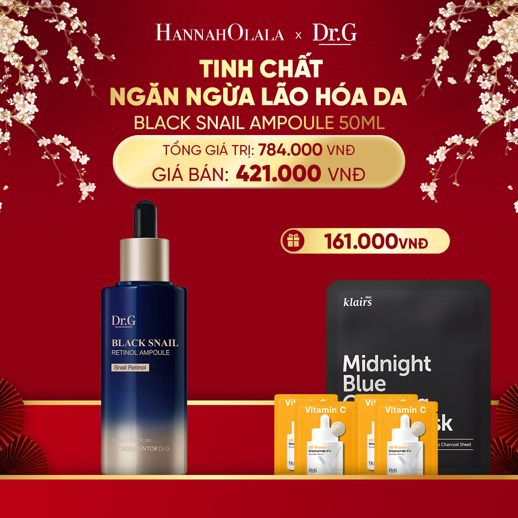  DEAL 6: TINH CHẤT NGĂN NGỪA LÃO HÓA DA DR.G BLACK SNAIL AMPOULE 50ML 
