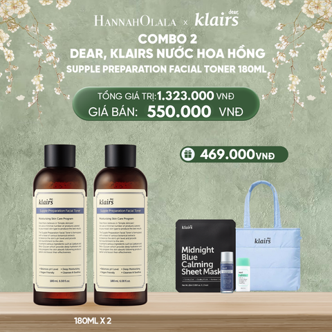  DEAL 7 : COMBO 2 DEAR, KLAIRS NƯỚC HOA HỒNG SUPPLE PREPARATION FACIAL TONER 180ML 