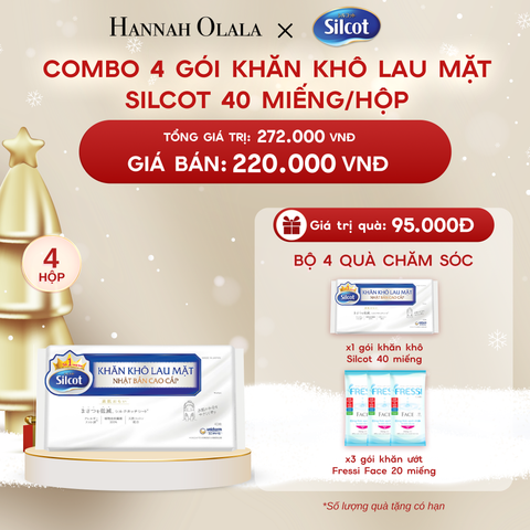  A1440_DEAL 6: COMBO 4 GÓI KHĂN KHÔ LAU MẶT SILCOT 40 MIẾNG/HỘP 