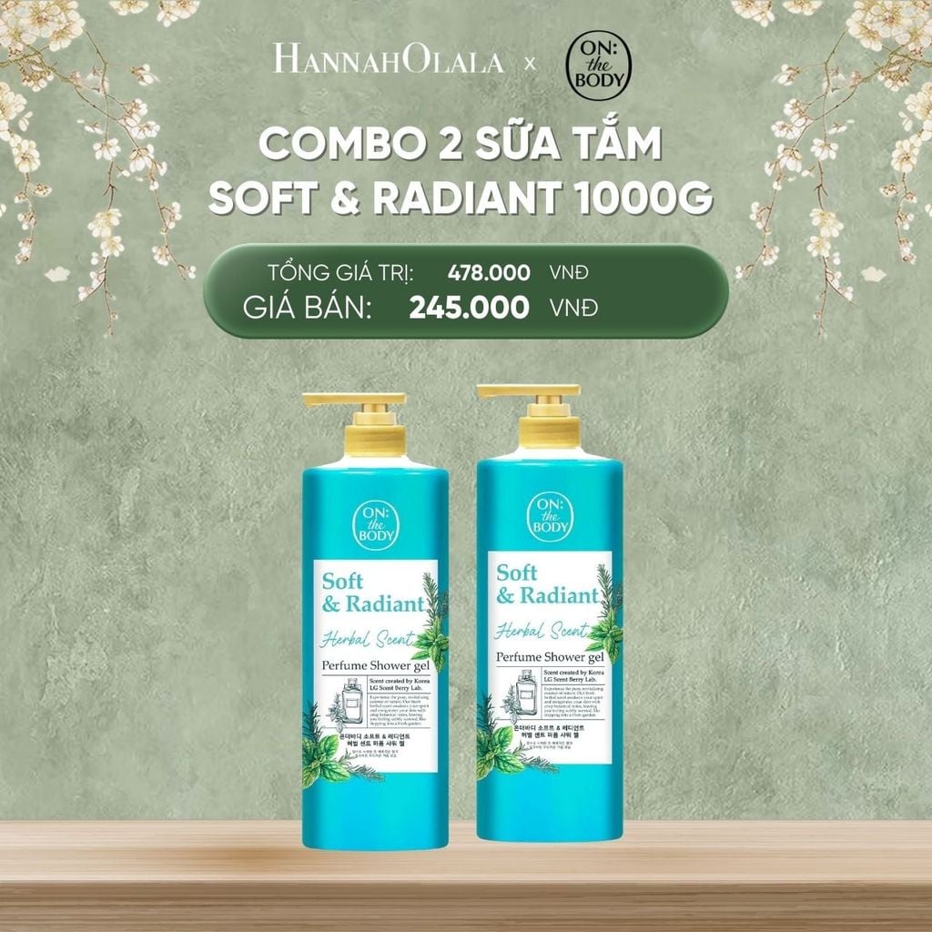  DEAL 3: COMBO 2 SỮA TẮM HƯƠNG NƯỚC HOA ON THE BODY SOFT & RADIANT LÀM SẠCH DA DỊU NHẸ, HỖ TRỢ CẤP ẨM 1000ML 