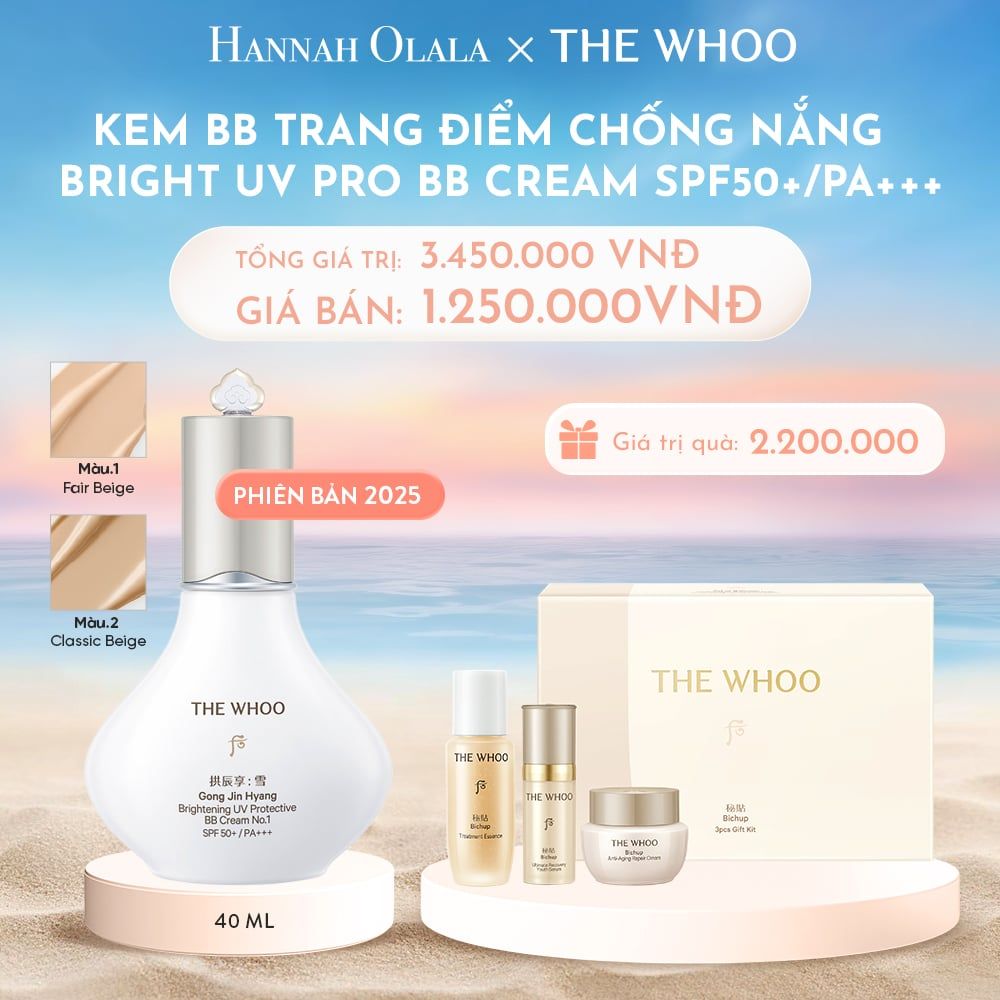  C42_DEAL 06: PHIÊN BẢN 2025 - KEM BB TRANG ĐIỂM CHỐNG NẮNG WHOO SEOL BRIGHT UV PRO BB CREAM SPF50+/PA+++ 40ML - MÀU 01/02 